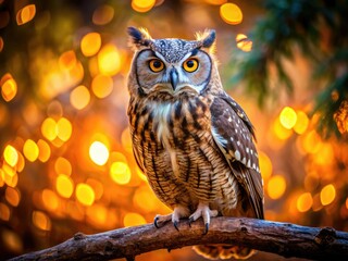 Close-up owl portrait: a fashion-forward wildlife photoshoot, blending nature's majesty with high fashion.