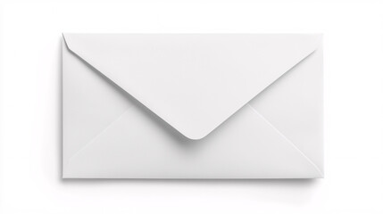 A blank white envelope isolated on a white background.