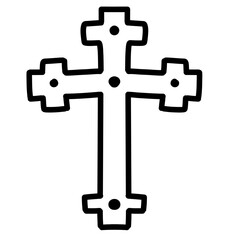 cross icon christmas easter symbol svg with lights outline line art stroke black doodle hand drawn jesus christ catholic religion medieval