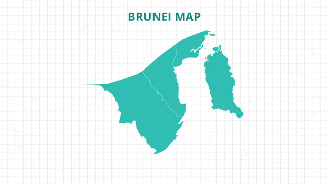 A Map highlighting Brunei Map, Brunei modern map with Grey Color Hi detailed Vector, geographical borders