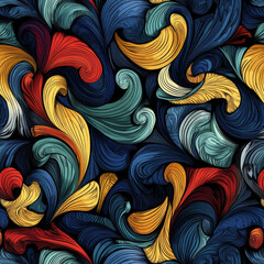 Colorful swirling abstract pattern with vibrant curves