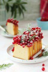 A biscuit decorated with red currant	