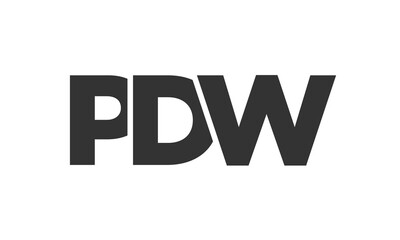 PDW logo design template with strong and modern bold text. Initial based vector logotype featuring simple and minimal typography. Trendy company identity.