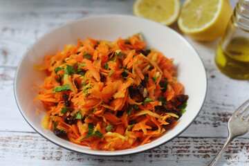 A bowl with traditional Polish carrot salad © nastyakamysheva