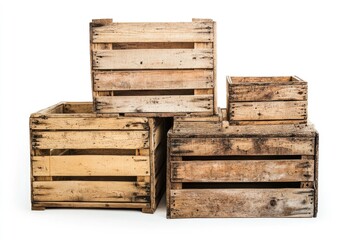 Three rustic wooden crates stacked together