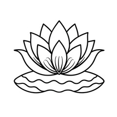 Elegant Black and White Lotus Flower Design coloring page for kids. KDP
