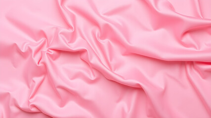 Obraz premium Crumpled pink silk fabric as background, top view. Space for text. Generative AI