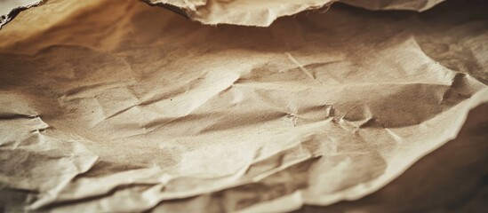 Naklejka premium Wrinkled vintage paper texture showcasing warm beige tones with prominent creases, ideal for creative projects and backgrounds.