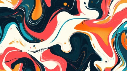 Abstract Fluid Art in Vibrant Colors with Bold Swirls and Patterns
