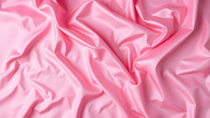 Obraz premium Crumpled pink silk fabric as background, top view. Space for text. Generative AI