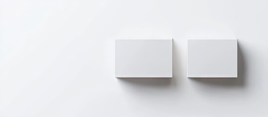 Minimalist white cardboard boxes in top and side views positioned against a bright white background, ideal for branding and packaging mockups.