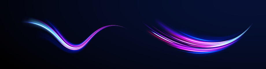 City road car light trails motion background. Electric car and city concept Hitech communication concept innovation background. Expressway, car headlight effect. Speed connection vector background.