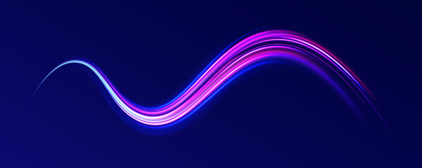 City road car light trails motion background. Electric car and city concept Hitech communication concept innovation background. Expressway, car headlight effect. Speed connection vector background.