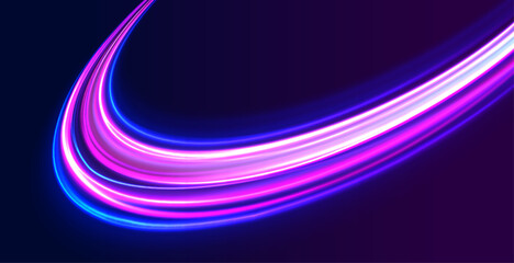 Laser beams luminous abstract sparkling isolated on a transparent background.  Abstract background in blue and purple neon glow colors. Png, lens, light, neon, line, blur, beam, ray.