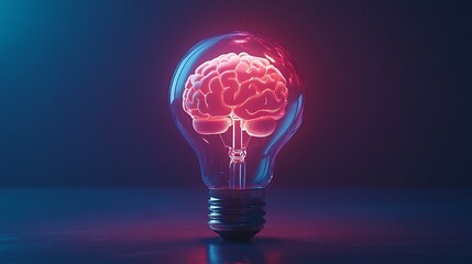 Glowing Brain Inside a Light Bulb