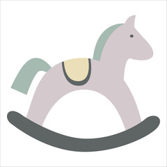 Vector cute illustration of rocking horse. Children's toy on white background