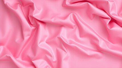 Obraz premium Crumpled pink silk fabric as background, top view. Space for text. Generative AI