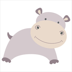 Vector cute illustration of hippopotamus. Children's toy isolated on white background 