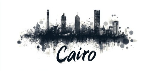 Obraz premium Cairo skyline with abstract artistic elements showcases city?s vibrant energy and modern architecture