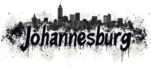 Obraz premium Johannesburg skyline featuring modern architecture and urban landscape with artistic graffiti style