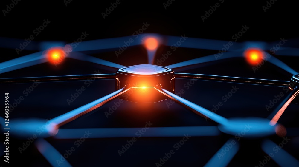 Poster abstract network structure with glowing nodes and connections
