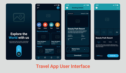 Travel Apps user interface template.