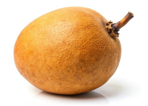 High-resolution stock photos of fresh sapodilla fruit, isolated on a white background. Royalty-free food photography.