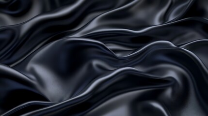 Fototapeta premium Black silk drapes, elegant waves. Background, texture, fashion