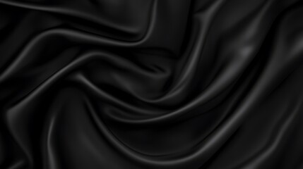 Fototapeta premium Black silk fabric drapes, elegant background
