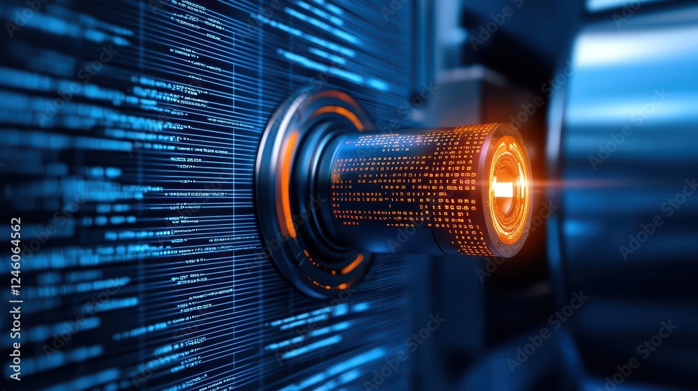 Poster digital technology background with circular data processing design