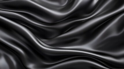 Fototapeta premium Black silk fabric drapes, elegant waves