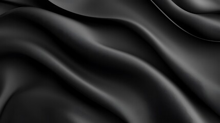 Fototapeta premium Black silk fabric folds, abstract background