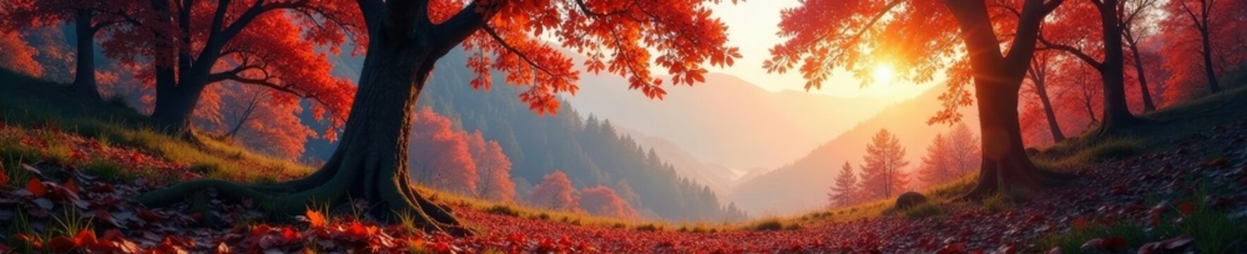 Un ramo di foglie autunnali in mezzo al cielo chiaro, luce, ramo