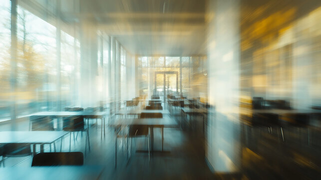 Abstract blur of a department store or shopping mall. Blurred image suitable for background Modern office interior with a blurred perspective showcasing workspace design
