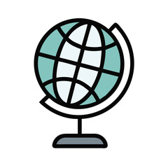 Globe icon on transparent background, learning concept design