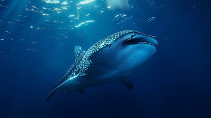 Fototapeta premium Whale Shark in the Deep Ocean Undersea Realm
