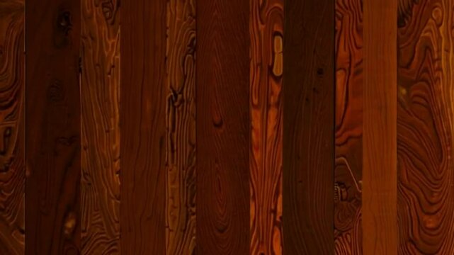 A close-up view of a textured wooden floor with rich, natural grain patterns and warm earthy tones