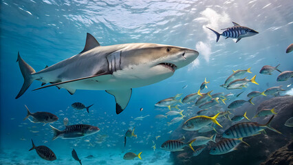 Fototapeta premium Set of shark and fish