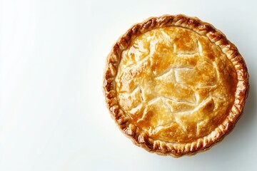 Golden brown apple pie glistens on a white surface inviting a taste of autumn delight