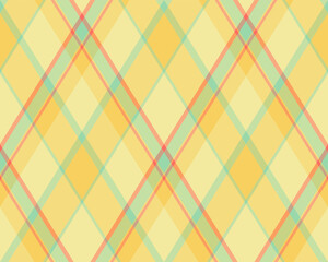 Argyle pattern of geometric rhombus. Harlequin check wallpaper design. Classic diamond shaped textile material for web background, print fabric clothing, sweater, wrapping paper, gift card, invitation