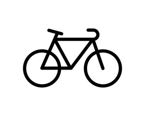 Fototapeta premium Simple, bold line art bicycle icon. Perfect for websites, apps, or infographics related to cycling, travel, or transportation. Clean design, easily scalable for various uses.