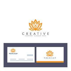 Abstract lotus logo vector design, Stylized lotus flower icon with business card