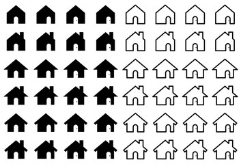 様々な形のホームアイコンのベクターイラストセット