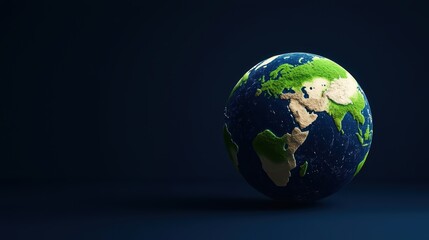 Fototapeta premium 3D Render of Earth Globe with Lush Green Land and Deep Blue Ocean