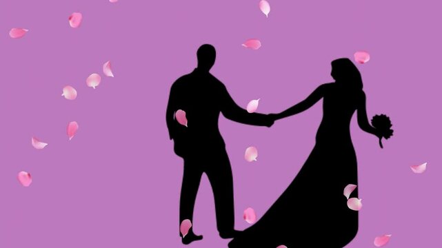 Happy Valentines&acute; Day with pair and gift with roses, animation