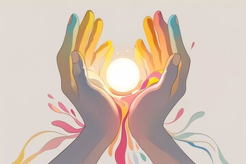 Obraz premium vector illustration of a colorful hands