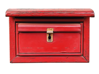 Old red mailbox isolated on transparent background