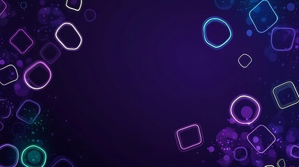 Abstract neon shapes, dark background, website banner