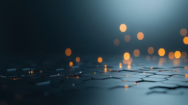 Dynamic interlocking hexagonal prisms shifting in a kaleidoscope pattern abstract digital art studio environment close-up view visual concept