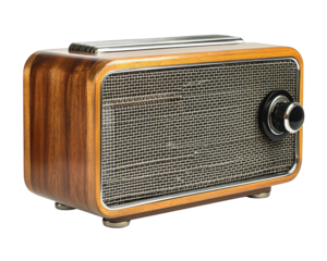Vintage radio with classic design and chrome accents, showcasing wooden finish and retro style. Perfect for collectors and enthusiasts of nostalgic audio equipment